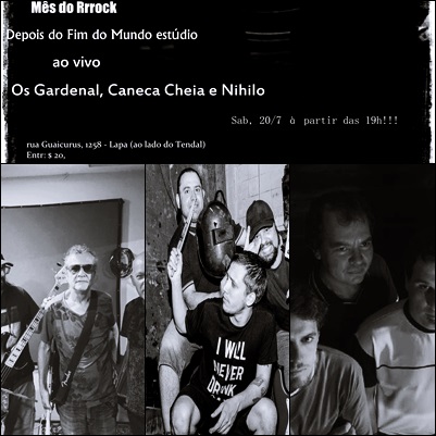 andrerevolver's tweet photo. Sab, 20/7 à partir das 19h ao vivo no Depois do Fim do Mundo estúdio as bandas 'rockers' Os Gardenal, Caneca Cheia e Nihilo
Onde???
rua Guaicurus, 1258 - Lapa (ao lado do Tendal)
Quando???
20/07/24
Quanto???
$ 20,00 https://t.co/hS2hmGPbGP