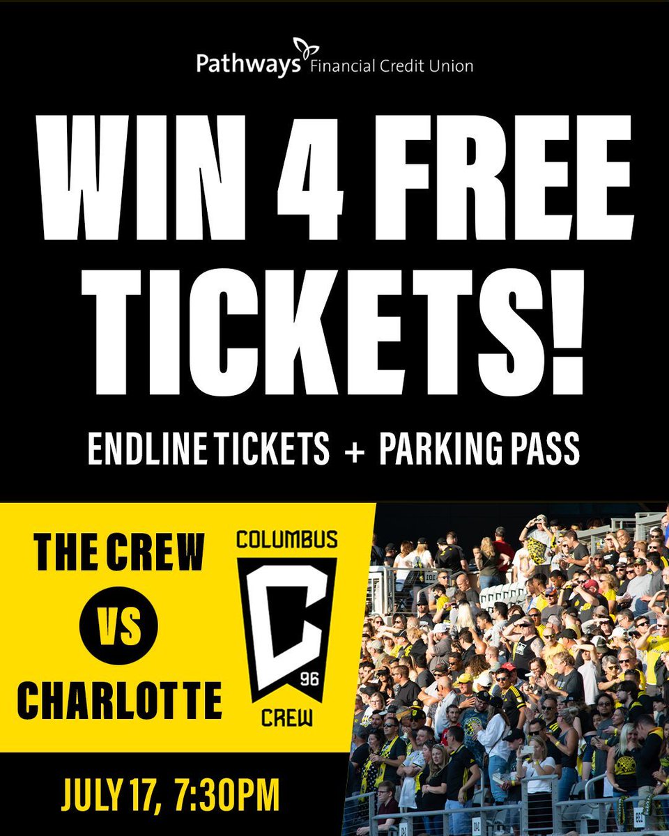 Interested in winning free tickets to the upcoming Columbus Crew game against Charlotte? We're giving away four (4) endline seats and parking pass tickets (section 105).

To win, all you have to do is fill out this short form - shorturl.at/S65gi