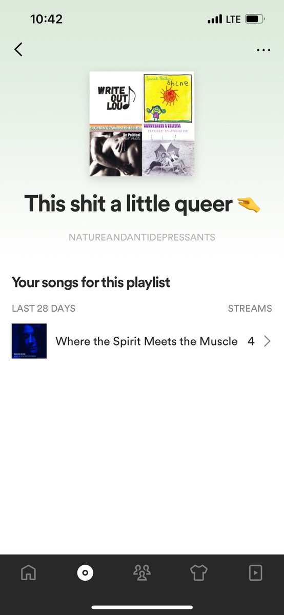 Shoutout to everyone who doesn’t know that artists can see the names of your Spotify playlists