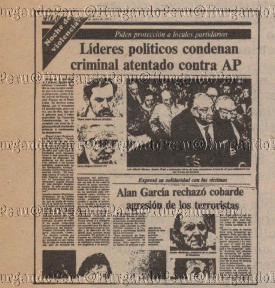 jchavezchiong's tweet photo. El 11/07/1983, el local histórico de @AccionPopular fue atacado por el grupo terrorista Sendero Luminoso, asesinando a los dirigentes Teresa Zegarra Pinedo, del comando femenino, y Mario Arauco Bastidas, Sec gral de VES, y dejando 28 personas heridas.
NUNCA MÁS!
@larepublica_pe https://t.co/rckGyo2tDs