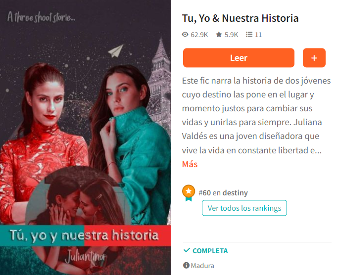 TopsValentina's tweet photo. 2. Tú, Yo &amp; Nuestra Historia, el más parecido a mí... https://t.co/gDmuCAEz59