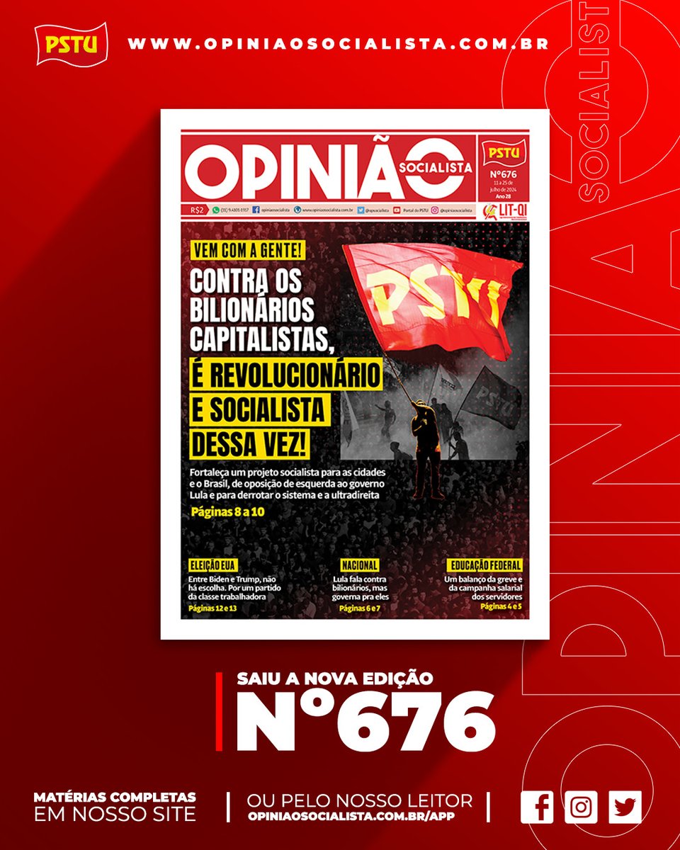 opsocialista's tweet photo. 📰 SAIU O OPINIÃO SOCIALISTA Nº676 | Fortaleça um projeto socialista para as cidades e o Brasil, de oposição de esquerda ao governo Lula e para derrotar o sistema e a ultradireita

✒️ Leia o editorial: Entre o discurso e a prática https://t.co/5fJe21bS4C https://t.co/0Ti1YxYiYf