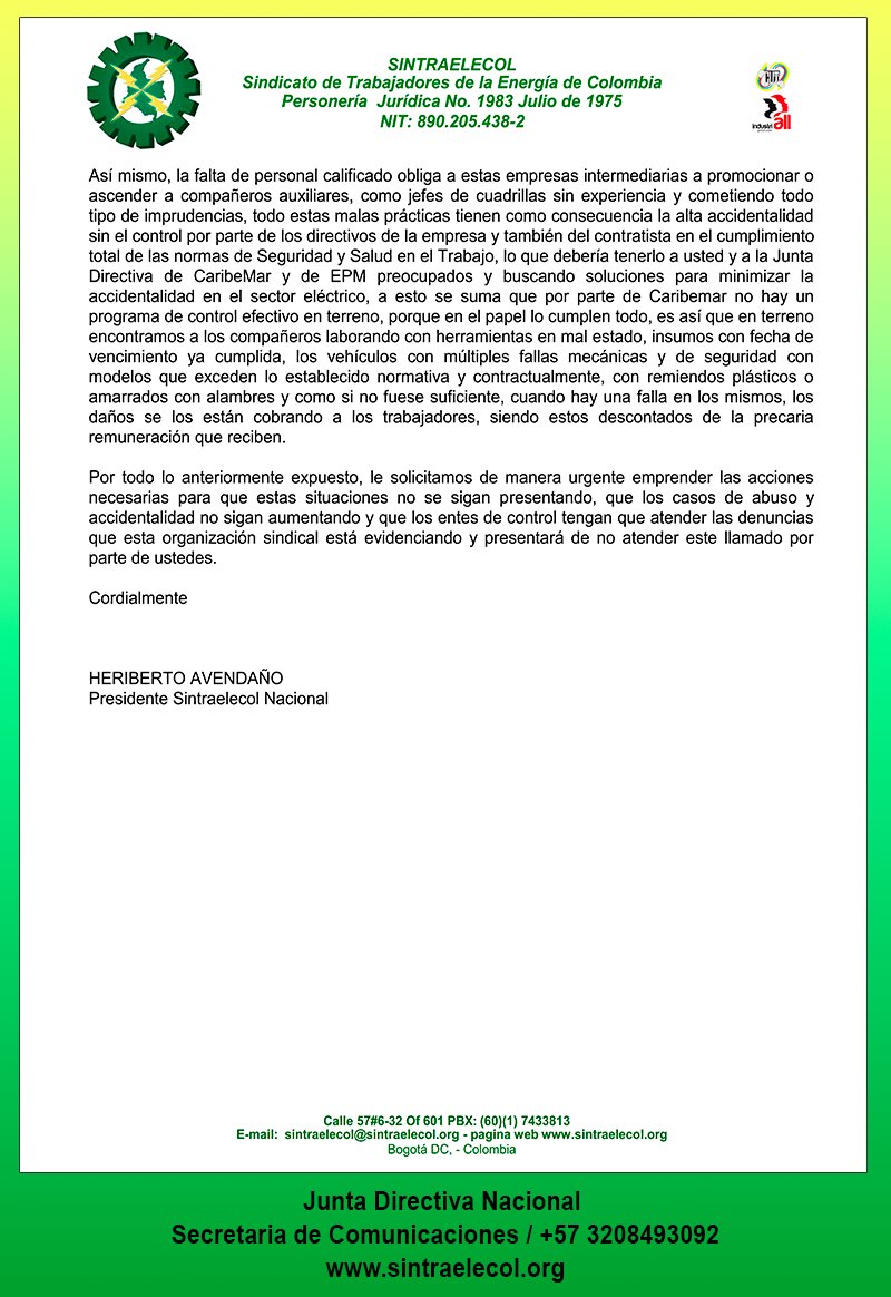 sintraelecolnac's tweet photo. Doctor
JHON JAIRO GRANADA GIRALDO
Gerente General
CaribeMar de La Costa S.A.S. E.S.P.
Cartagena de Indias
#cartagena #CaribeMar #Sintraelecol #costa
#caribemardelacosta https://t.co/Ee1nwJb9NW