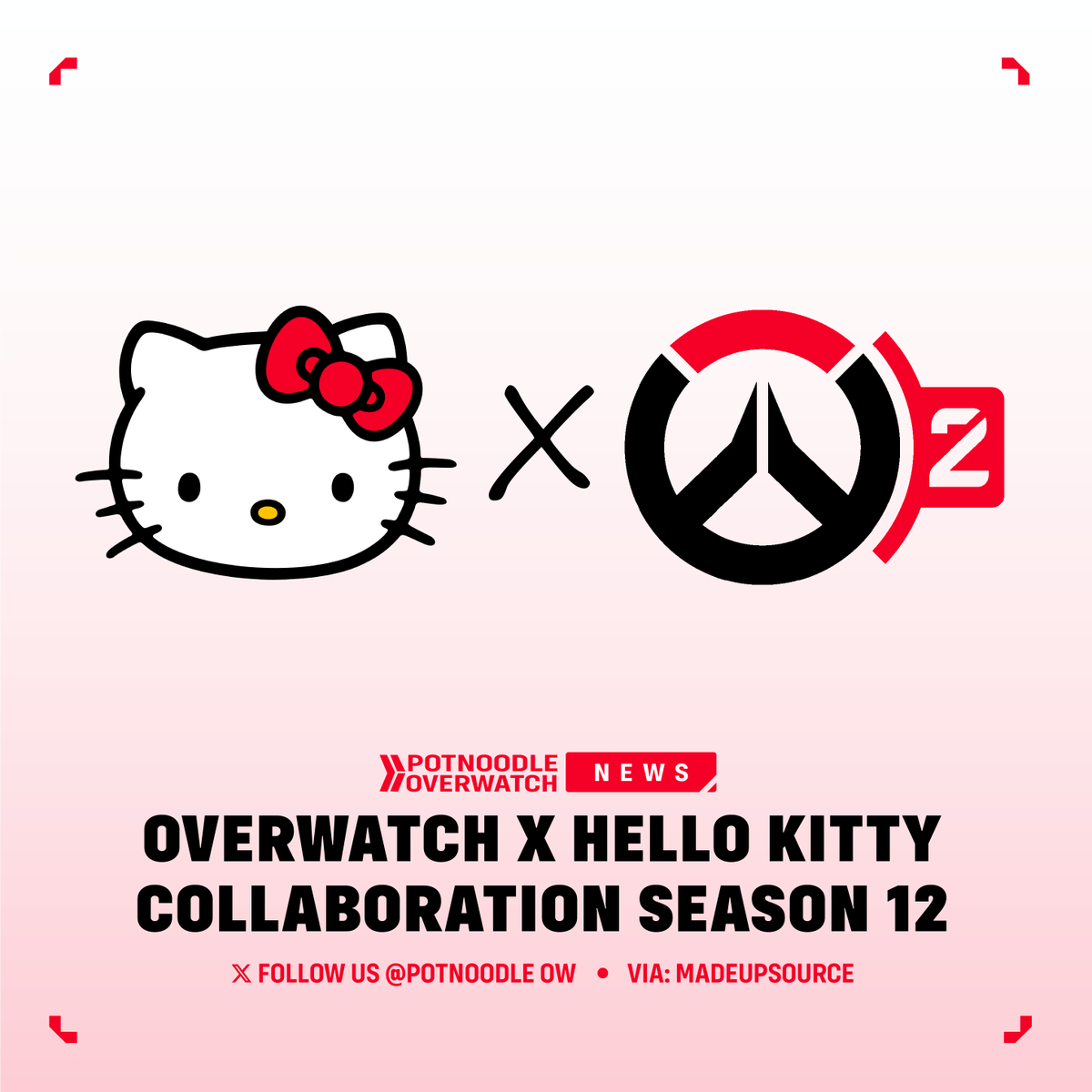 PotNoodleOW's tweet image. You can never have too many friends!

Group up in Season 12 of #Overwatch2 and complete challenges to unlock #HelloKitty🐱🎀 themed cosmetics.

Season 12 begins August 27th.
