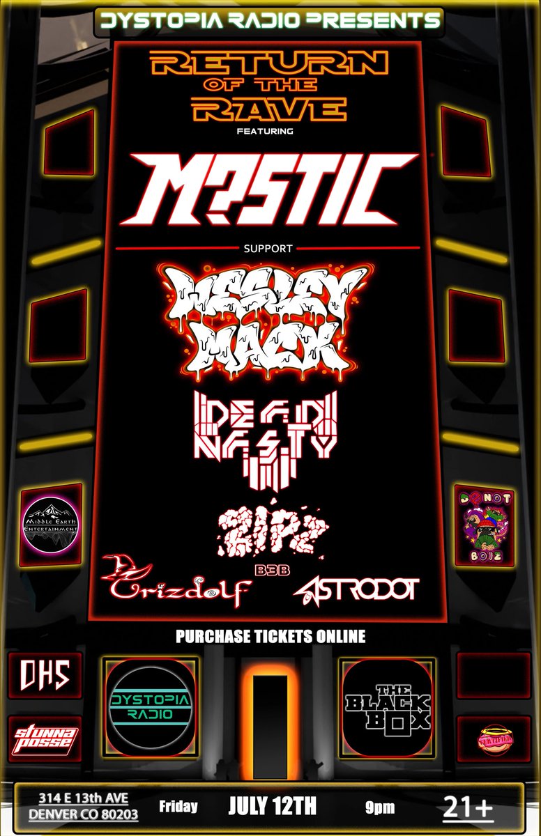 Dee (@noluckdee) on Twitter photo We are throwing our first show in a main room. Come support it would mean the world to us. <a href="/WESLEYMACKdub/">DO-NOT BOI WES</a>
blackboxdenver.co/events/dystopiโฆ We are throwing our first show in a main room. Come support it would mean the world to us. <a href="/WESLEYMACKdub/">DO-NOT BOI WES</a>
blackboxdenver.co/events/dystopiโฆ