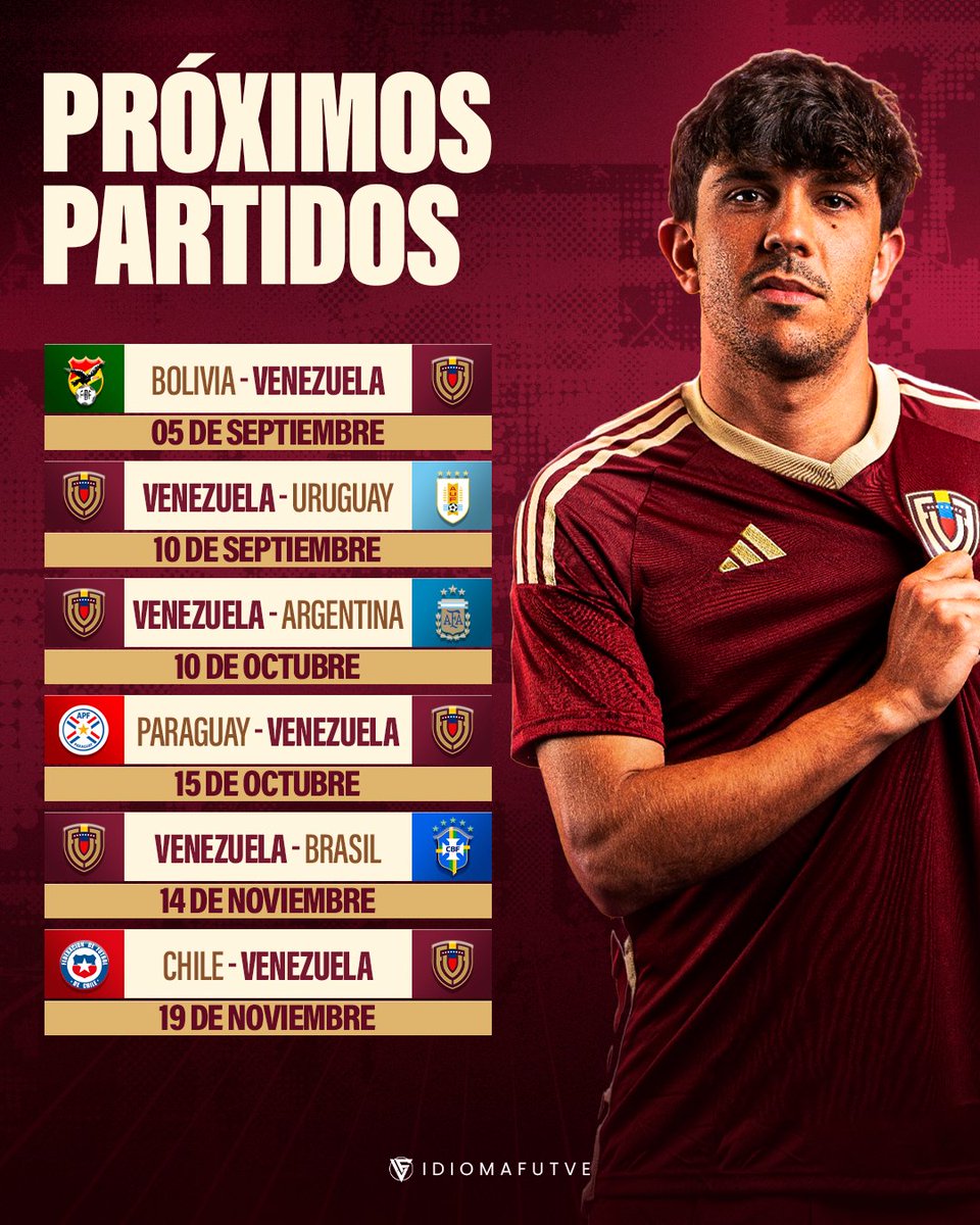 idiomafutve's tweet photo. ELIMINATORIAS SUDAMERICANAS - TRAMO 2024

¿Cuántos puntos crees que sumará la Vinotinto? 

*Las fechas son tentativas, se espera oficialización de Conmebol. https://t.co/lZjT2dU3KA