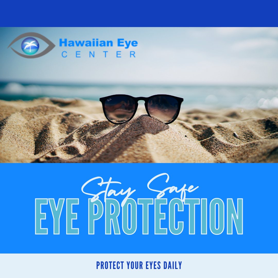 🌞 UV rays from sunlight or indoor sources can harm your eyes, causing sunburned eyes &amp; temporary blindness. Protect your eyes with 100% UV-blocking sunglasses &amp; broad-brimmed hats. 🌞 #HawaiianEyeCenter #HEC #EyeHealth #Hawaii #Honolulu #SunSafe #UVSafetyMonth #HECSunSafe