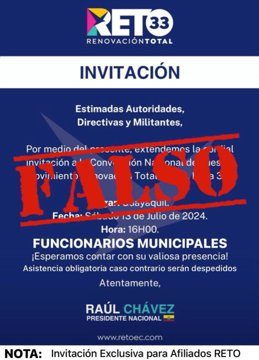 ¡No a la desinformación!
Invitamos a la ciudadanía a informarse a través de nuestras cuentas oficiales.