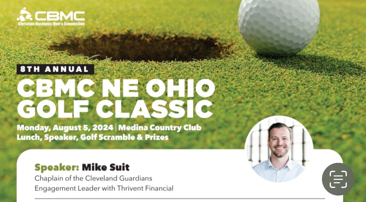 Join us for our annual CBMC Golf Classic! This event is always a great time with a bigger purpose. Get encouraged at lunch before golf with stories from Cleveland Guardians chaplain Mike Suit -- and learn more about some of your favorite MLB players too.  Register today!