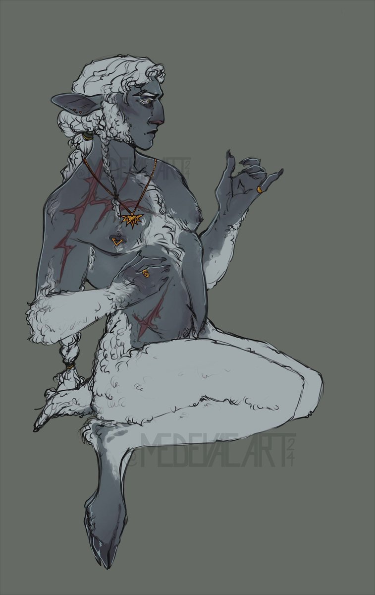 A design for a friend of a new firbolg character they're putting together. He's my child now too actually.