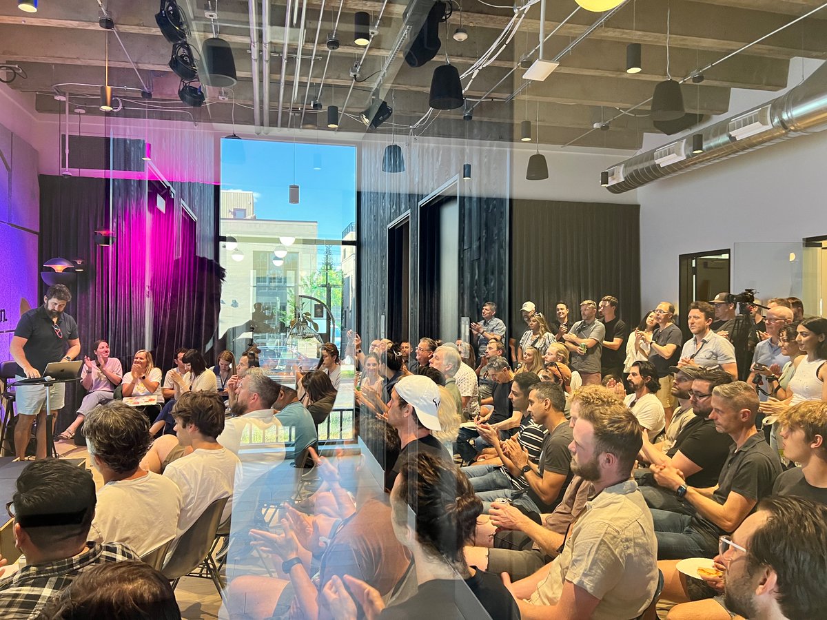 cairns's tweet photo. Boulder AI Builders Meetup is at capacity again. 🔥 @nvidia here showing off the latest from https://t.co/a1iEFwdtRi. 

Building for the future of 100T token datasets on your laptop. 🤯 https://t.co/OkzzlL8CrF