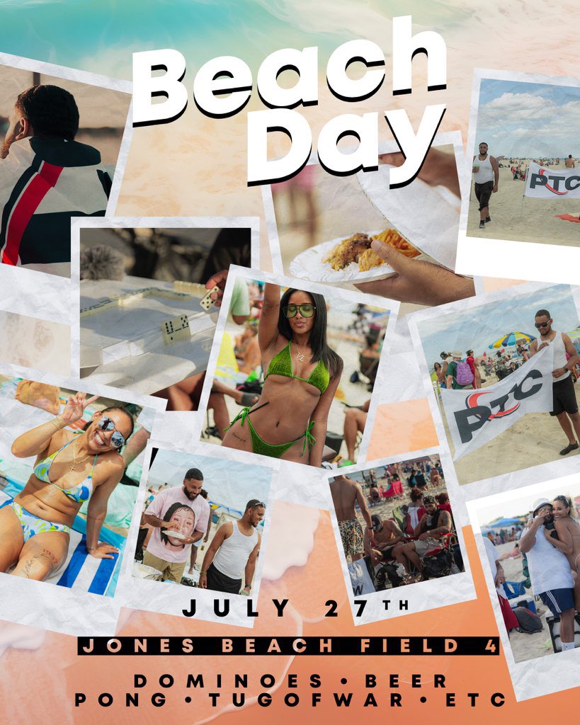 BEACH DAY IS BACK 🏖️

JULY 27TH @ JONES BEACH FIELD 4.

WE WILL BE HOSTING GAMES ALL DAY SO COME PREPARED ☀️ SEE YOU GUYS THERE!
