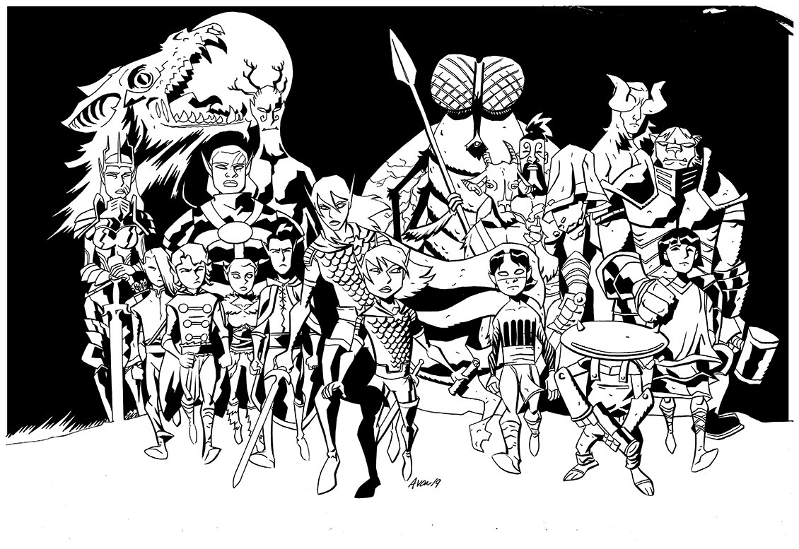 Oeming's tweet image. We've added new original art to the #AfterWorld Kickstarter which includes our limited Blue Book cover and the Galaxy of Madness #1 cover kickstarter.com/projects/theaf…