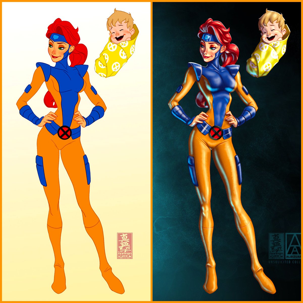 albizuR's tweet photo. Ongoing #unsolicitedcollab of @markbrooksart series “#Marvel #dFied #Xmen with #jeangrey #marvelgirl #nathansummers #renderingexercise over his. #disneyfied #markbrooks #markbrooksvariant #illustration #marvelcomics #havefundesigning #procreate #animation #procreatedreams https://t.co/HYkSF9wSks