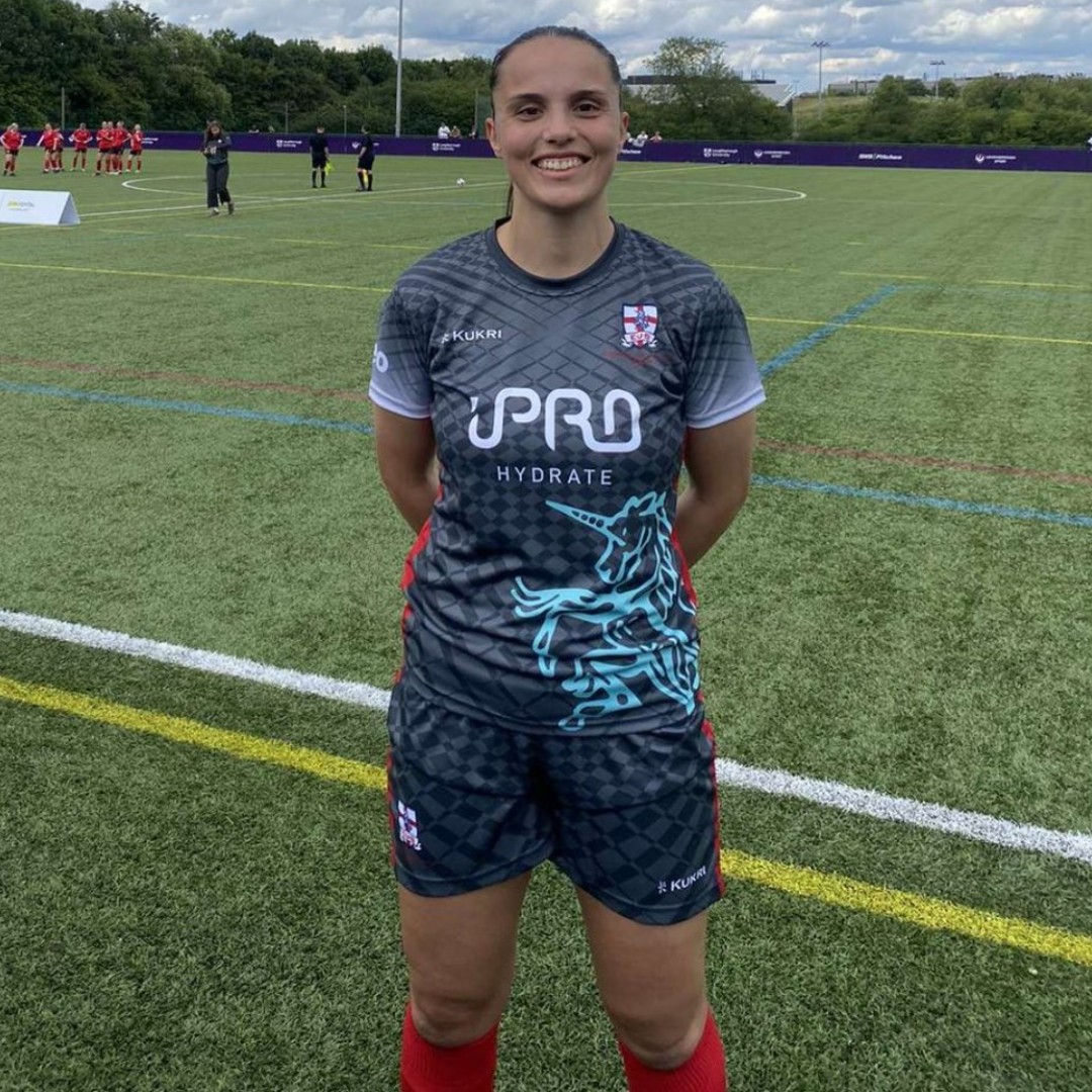 Congratulations to #SportsScholar <a href="/EmilyBrett14/">Emily Brett</a> who represented #TeamDerby at the @engunisport Nations Cup. 
Emily was on the scoresheet in England's 3-0 win🏆

#engunisport #womensfootball #derbyuni
@derbyunion @derbyfutsal <a href="/derbyunistudent/">Derby Uni Students</a>
