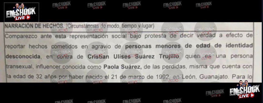 joeresendez's tweet photo. 🚨ALERTA🚨

Christian Ulises Suárez Trujillo alias #PaolaSuarez de #LasPerdidas ha sido denunciado ante las autoridades mexicanas, por sus extraños gustos  y malos hábitos con jóvenes a quienes les llama #Chavitos 👦 
Oficialmente comienza #LaInvestigacion en su CONTRA 🔴

Fuente:  @JorgeCarbajalOf @EnShockOficial