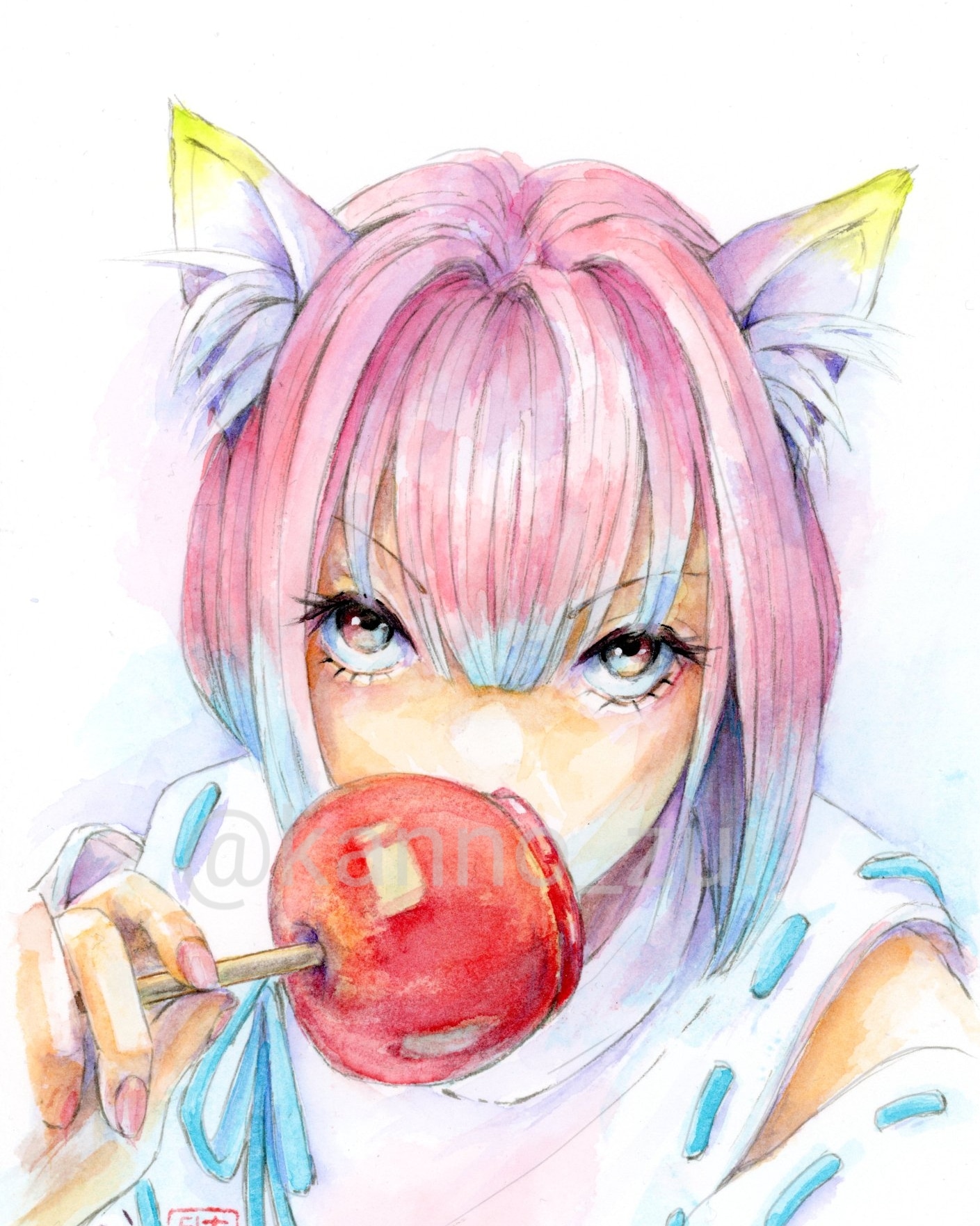 何があるかな？803 額なし 水彩画原画 ドローイング かっこよく