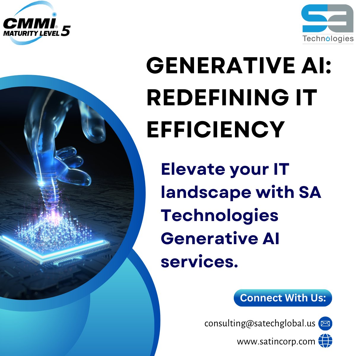 SatechGlobal's tweet image. Generative AI: Redefining IT Efficiency

Elevate your IT landscape with SA Technologies&apos; Generative AI services. From automation to innovation, we deliver solutions that drive success.

#GenerativeAI #TechInnovation #SATechnologies