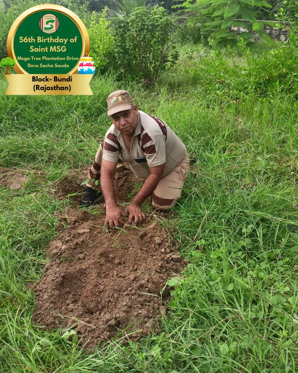 Niranjanmeena7's tweet image. Shah Satnam Ji Green 'S' Welfare Force Wing volunteers in Bundi, Rajasthan serving Mother Earth on the pious occasion of Saint Dr. Gurmeet Ram Rahim Singh Ji Insan's 56th birthday🎉. #MSGBhandara #56thBirthday #SaintDrMSG #TreePlantation