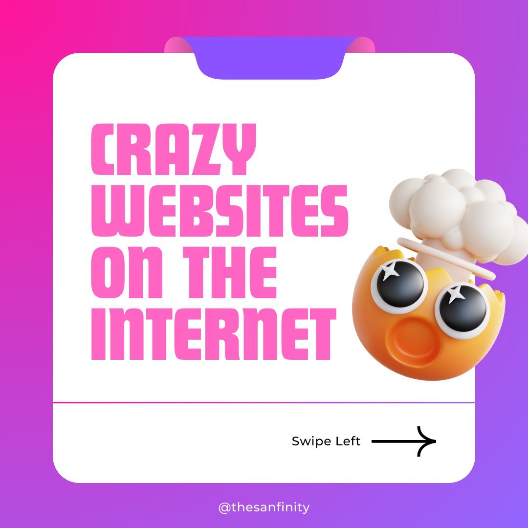 Sanfinityweb's tweet image. Crazy websites you need to check out in your boredom.
Follow us for more useful content!

#onlinegames #interestingwebsites #hiring #ITjobs #workfromhome #webdevelopment #websitedesigner