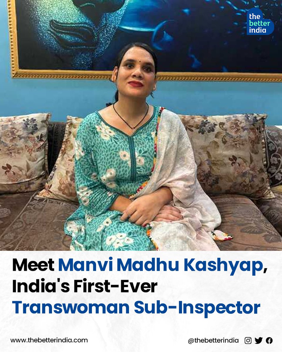 thebetterindia's tweet photo. “My life’s journey as a transgender has not been easy as I too had to face a lot of public taunts because of my gender identity and my family had to suffer because of this as well,” Maanvi Madhu Kashyap told the Hindu. https://t.co/I7r2ywAKvN