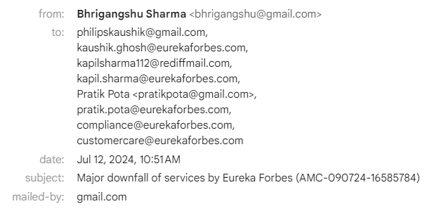 bhriganshu's tweet photo. @EurekaForbes what have you become? #CustomerServiceFail #CustomerExperience #eurekaforbes https://t.co/78LnDsUeUZ