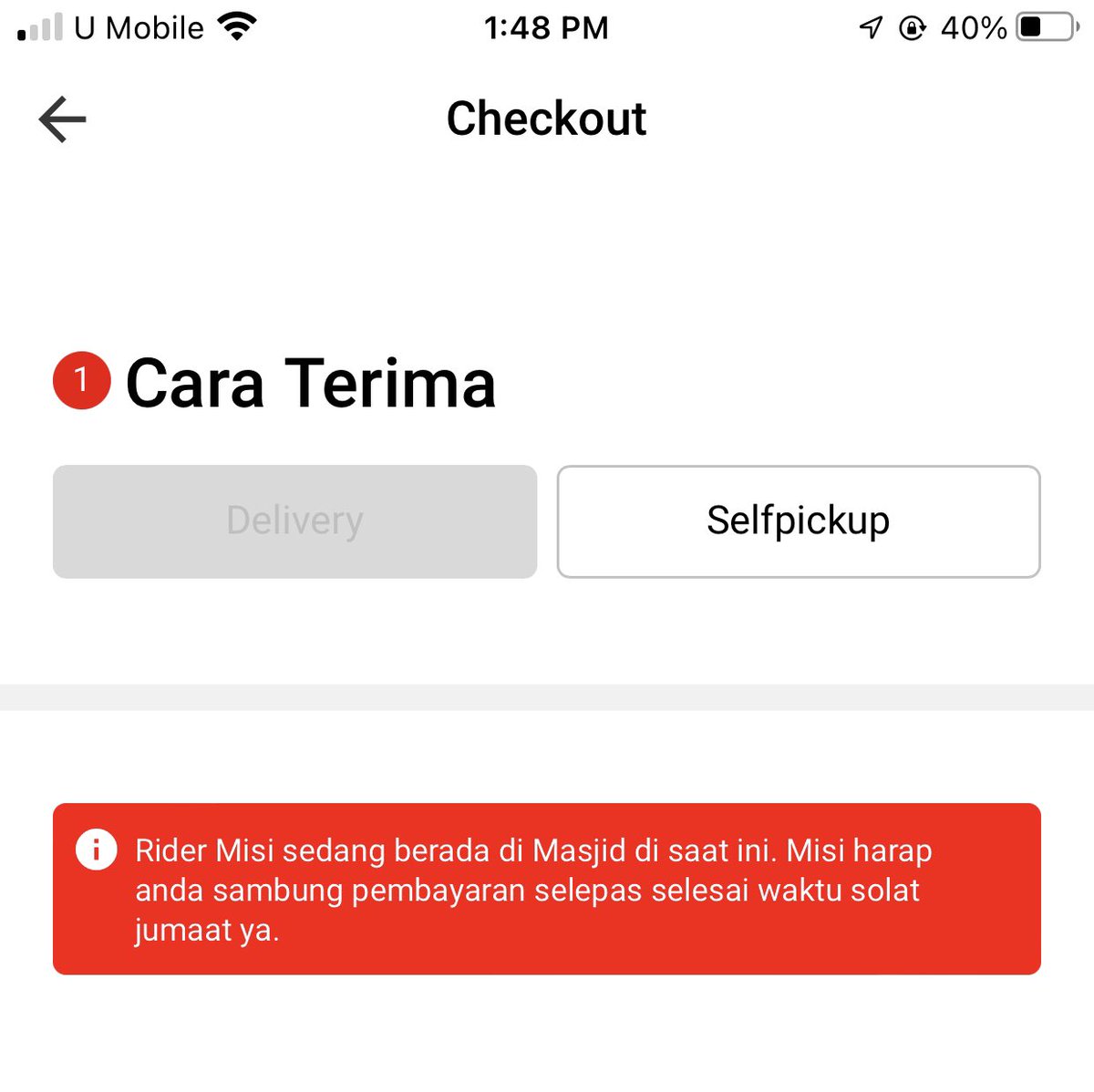 Selai harga makanan vendor tak mark up, rate delivery murah, yang ni pun aku bangga dengan misi. Aku pun baru tahu haram berjual beli/berurusan dengan lelaki muslim masa waktu solat jumaat. Cuma kurang bagus misi ni, kekurangan rider. Support local!