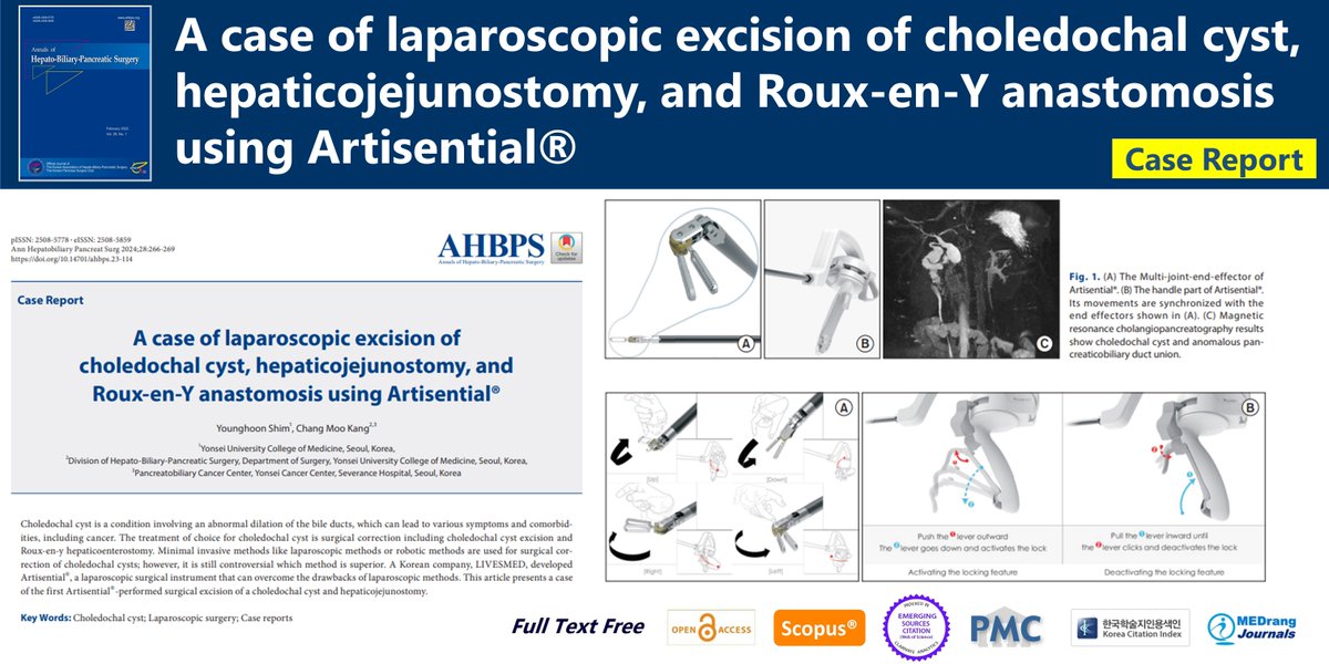 Journal_AHBPS's tweet photo. A case of laparoscopic excision of choledochal cyst, hepaticojejunostomy, and Roux-en-Y anastomosis using Artisential®
🌷https://t.co/hqceeT0BAn
Ann Hepatobiliary Pancreat Surg 2024 May;28(2)Younghoon Shim
#Choledochal_cyst #Laparoscopic_surgery #Case_reports https://t.co/6qsuPQ0n8I