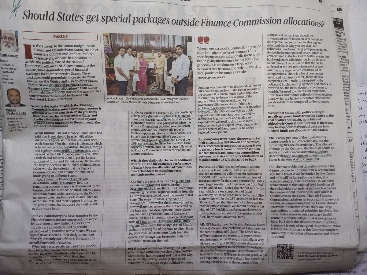 NeerajTheReal's tweet photo. Should states get special packages outside finance commission allocations? 
Source: The Hindu 
#upsc #thehindu
#bihar #andhrapradesh https://t.co/8jjFx3nz61