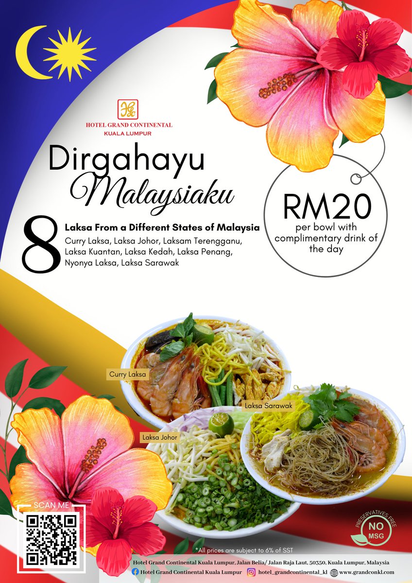 kl_continental's tweet photo. Join us in celebrating Merdeka at Hotel Grand Continental Kuala Lumpur with our diverse 'Laksa' and tantalizing Nasi Kerabu! 🇲🇾✨

#MerdekaCelebration #LocalFlavors #GrandConKL #merdekapromotion #merdekapromo #laksajohor #laksapenang #laksanyonya #currylaksa #nasikerabu https://t.co/iBxW4cMKwe