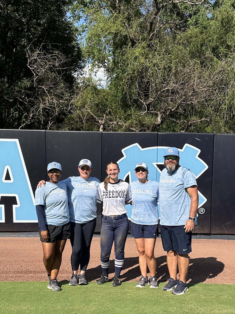 charleyfox2009's tweet photo. I’m so thankful for being able to represent @AFSBALL while attending the @UNCSoftball camp this past June. I’m so grateful to have worked with @Maddie_Holub and @c_lyon22! I had a wonderful camp experience, and I can’t wait for the next one. GO HEELS! 🩵 #GodFirst https://t.co/s2VgUXrQAV