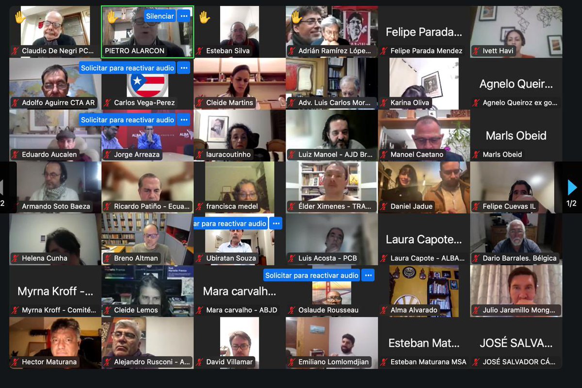 JadueLibre's tweet photo. Con más de 100 líderes de todo el mundo, ex Ministros, Jueces y referentes de las causas justas, sostuvimos hoy el primer encuentro del comité internacional de solidaridad y defensa por la libertad de Daniel Jadue. 
 Súmate, levanta tu comité, ¡ACTÚA! #JadueLibre ✌🏼 https://t.co/pUXYRYUgUM