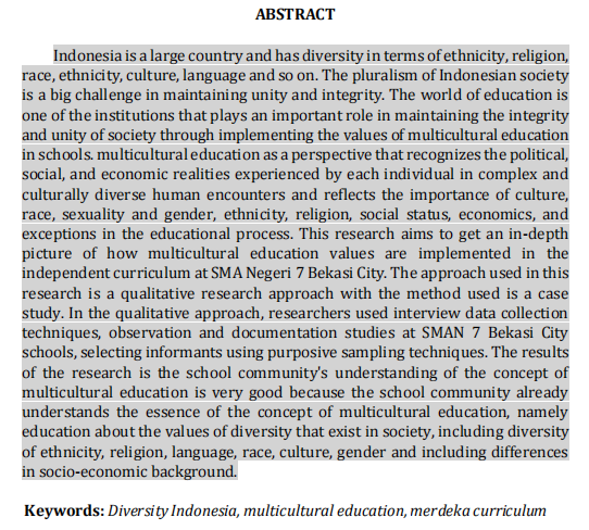 JPIS_Journal's tweet photo. Hermawan, Ibnu, et al. “IMPLEMENTATION OF #MULTICULTURALEDUCATION VALUES IN #MERDEKACURRICULUM AT SMAN 7 BEKASI CITY.” Jurnal Pendidikan Ilmu Sosial, vol. 34, no. 1, 2024, pp. 139–52. https://t.co/NnyhHqwqnK, https://t.co/RndlSkFMxA. https://t.co/LeszPMDKyq