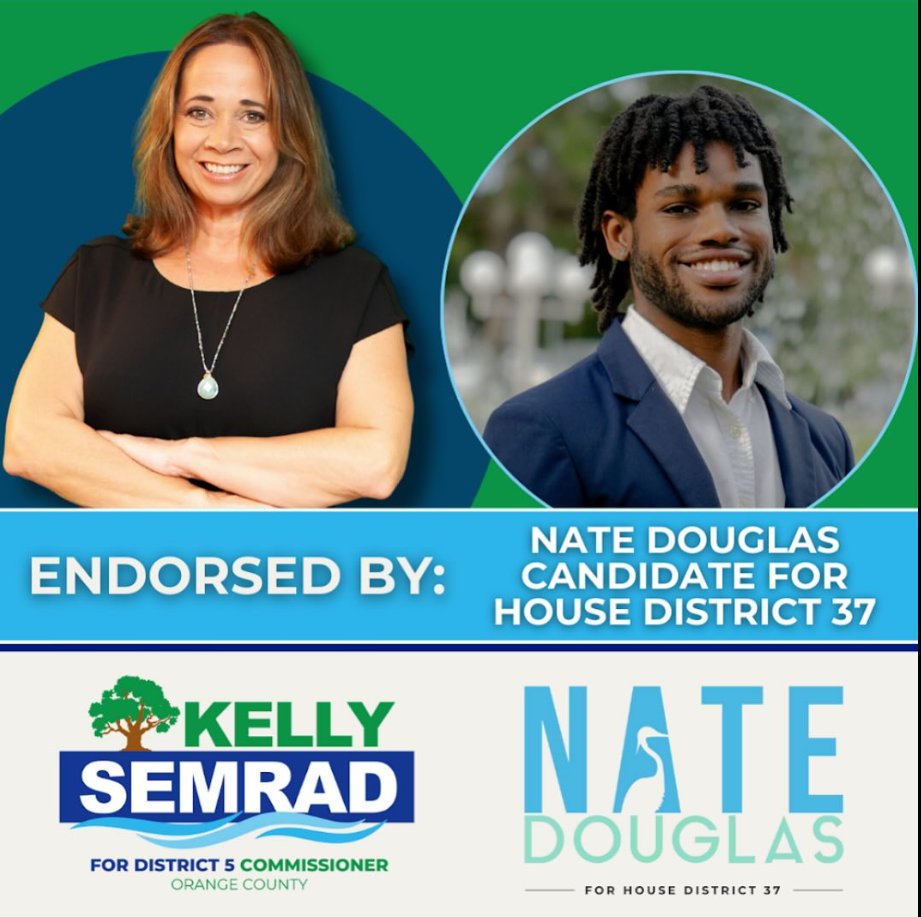 VoteKellyD5's tweet photo. Thank you Nate Douglas @nateforflorida for your continued dedication to our community, your perseverance in running for House District 37 and your commitment to partnering in our shared fight to preserve democracy! This endorsement is an incredible honor! https://t.co/fSreQ59WTE