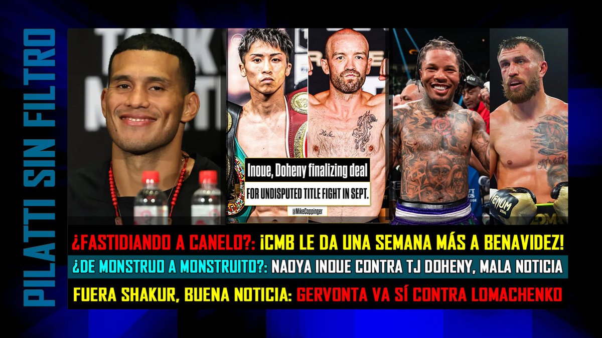 pilattiESPN's tweet photo. CMB DA UNA SEMANA MAS A BENAVIDEZ
Mas la mala noticia de Inoue y la buena de Gervonta
VIDEO AQUI 👉 https://t.co/lPFPbmVP1b
#canelo #DavidBenavidez #DavisLomachenko #DavisLoma #InoueDoheny #boxeo #boxing https://t.co/bwKDSpaO8c