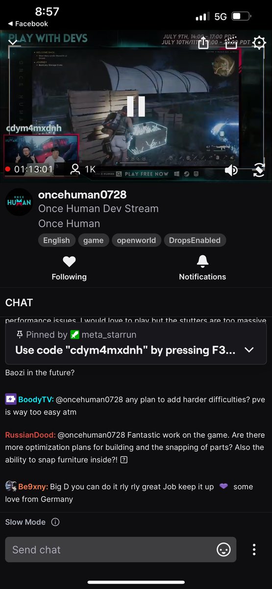 Subseiko's tweet photo. @OnceHuman_ #playwithdevs and #Oncehuman you guys are doing a great job of answering all of our questions and the energy is so good from you guys. Thank you. https://t.co/imfrdsa520