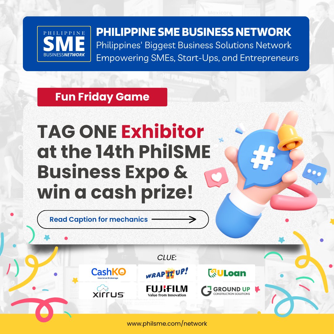 PHILSME1's tweet photo. Drop ONE Exhibitor from the expo and have a chance to win  PHP300 GCash! 🎉   
Check out the exhibitor logos for CLUES!   

Mech: 
1. Follow @PHILSME1
2. Like, Retweet, or Comment any of our tweets WITHIN the week.
3. Tag 1 exhibitor
4. Tag 3 friends https://t.co/1kxEIalgVn