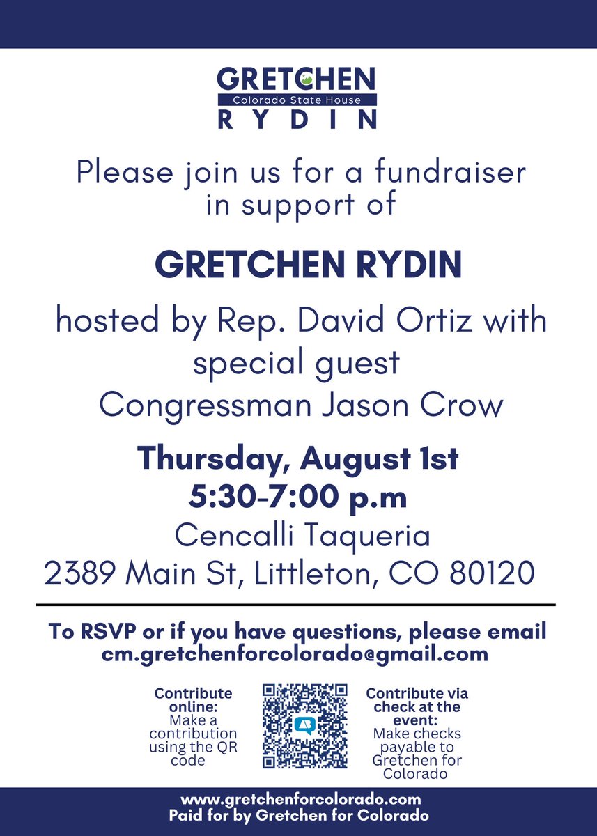 I hope you can join us for this wonderful on August 1st from 5:30-7 PM! Please RSVP: secure.actblue.com/donate/cencall…