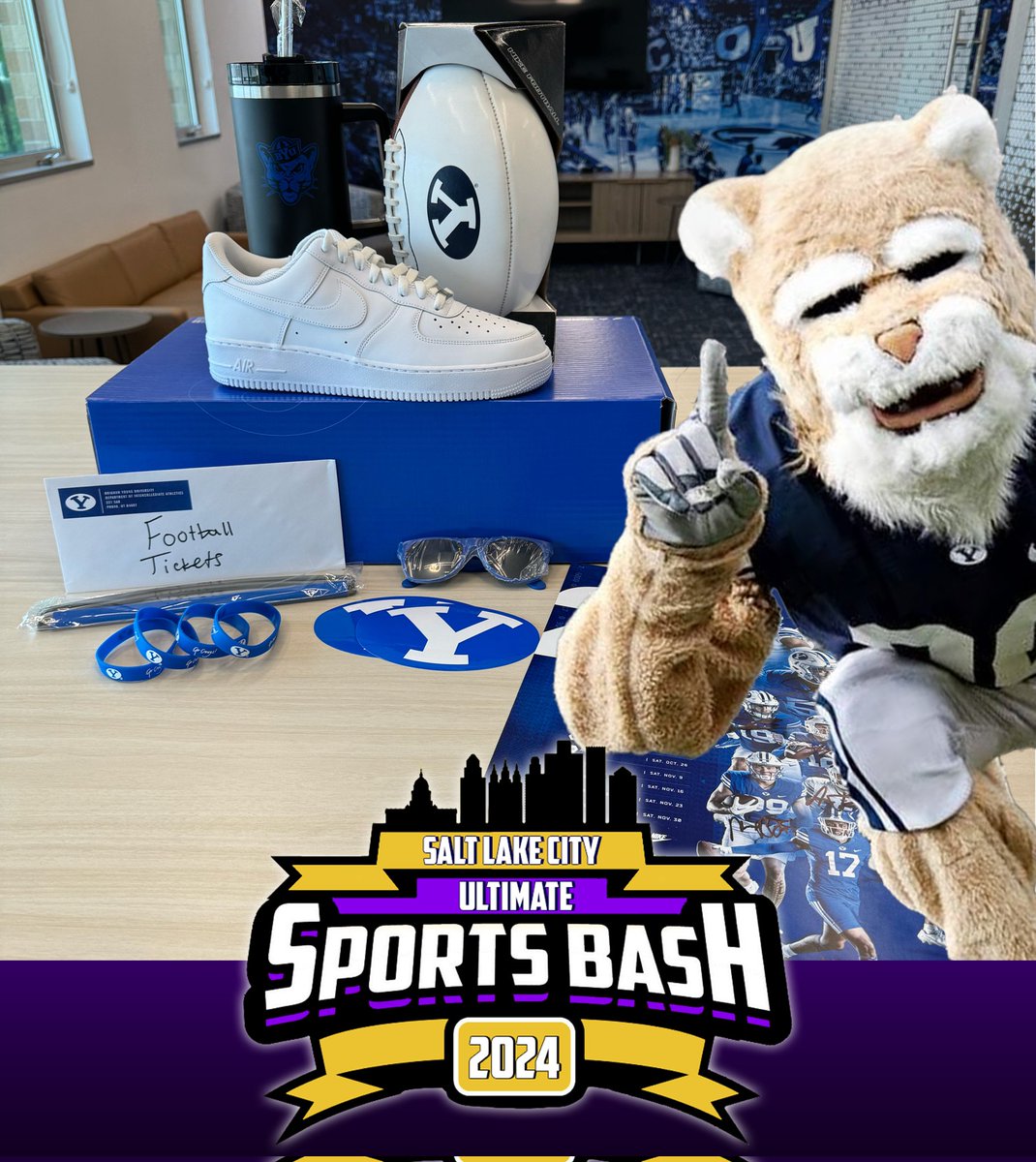 Ultimate Sports Bash (@usbslc) on Twitter photo 🚨HUGE GIVEAWAY BYU FANS!!!🚨
Win Ultimate Sports Bash Tickets, 4 Football Tickets, Custom Nikes, Swag Bag, Signed Poster, 1 Year True Blue Subscription, Signed Football
•REPOST THIS POST!
•TAG 3 PEOPLE
READY, SET, GO!
<a href="/kslsports/">KSL Sports</a>
<a href="/RoyalBlueNIL/">The Royal Blue</a>
<a href="/BYUfootball/">BYU FOOTBALL</a>
<a href="/BYUCougars/">BYU Cougars</a> 🚨HUGE GIVEAWAY BYU FANS!!!🚨
Win Ultimate Sports Bash Tickets, 4 Football Tickets, Custom Nikes, Swag Bag, Signed Poster, 1 Year True Blue Subscription, Signed Football
•REPOST THIS POST!
•TAG 3 PEOPLE
READY, SET, GO!
<a href="/kslsports/">KSL Sports</a>
<a href="/RoyalBlueNIL/">The Royal Blue</a>
<a href="/BYUfootball/">BYU FOOTBALL</a>
<a href="/BYUCougars/">BYU Cougars</a>