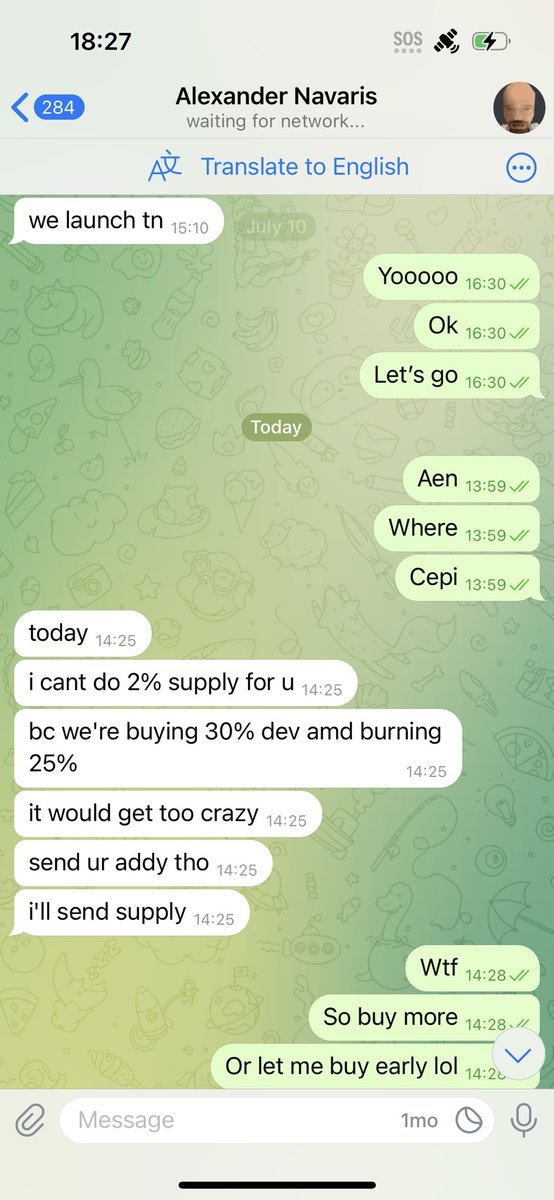 ChickenwithCap's tweet photo. @navaris64 is a scammer

He rugged $buni from 5m and now $CEPI from 500k.

I did ALL CEPI ART for him in good will and he scammed me for 2% supply as agreed pre project. 

Ended up giving me 0.018% and then blocking me when I asked for my fair share of tokens. 

SELL $CEPI NOW https://t.co/Q7nklkwzhe