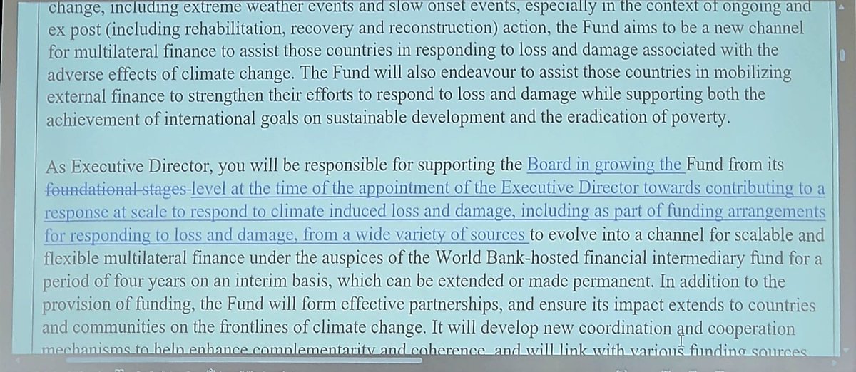 The selection process, including the job description, for the Executive Director of the new #LossAndDamage Fund has been adopted!

What should have been a straightforward procedure became contentious, particularly regarding whether the aspirations for the scale of the Fund should