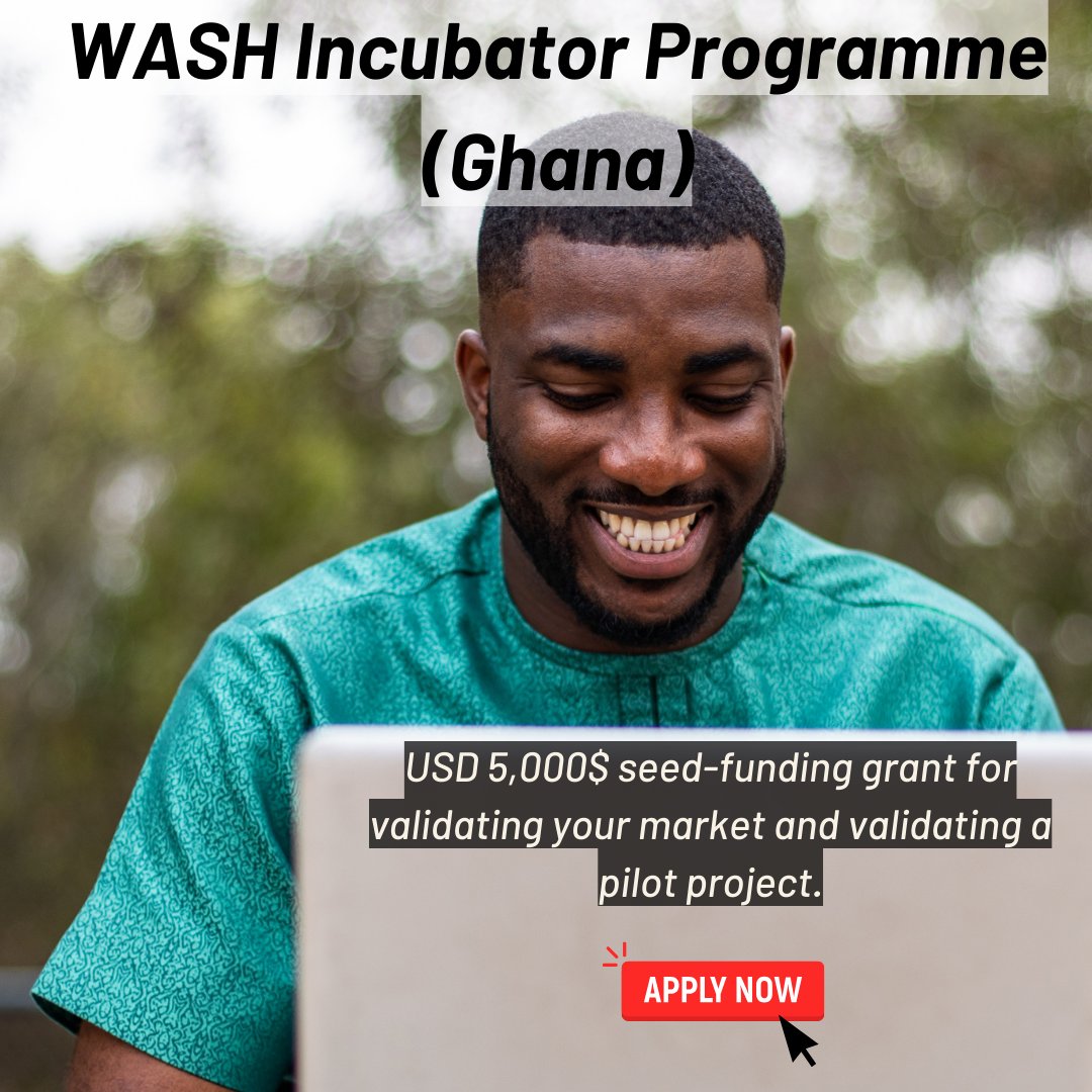 fundsforngos's tweet photo. Do you have a promising WASH project with a solid business idea or prototype for Ghana's rural and urban areas? Need support to launch? This programme is perfect for you!
Apply here: https://t.co/vOc6VeKTnr
#WASH #Sanitation #Hygiene #Ghana #IncubatorProgramme https://t.co/5PJVhSq6zc