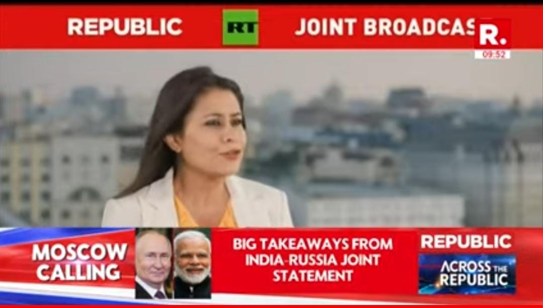 sucherita_k's tweet image. Thank you so much for all the compliments on the joint coverage between @republic  and @RT_com 
It was exciting to visit their studios in Moscow and bring you all the updates on #ModiInMoscow