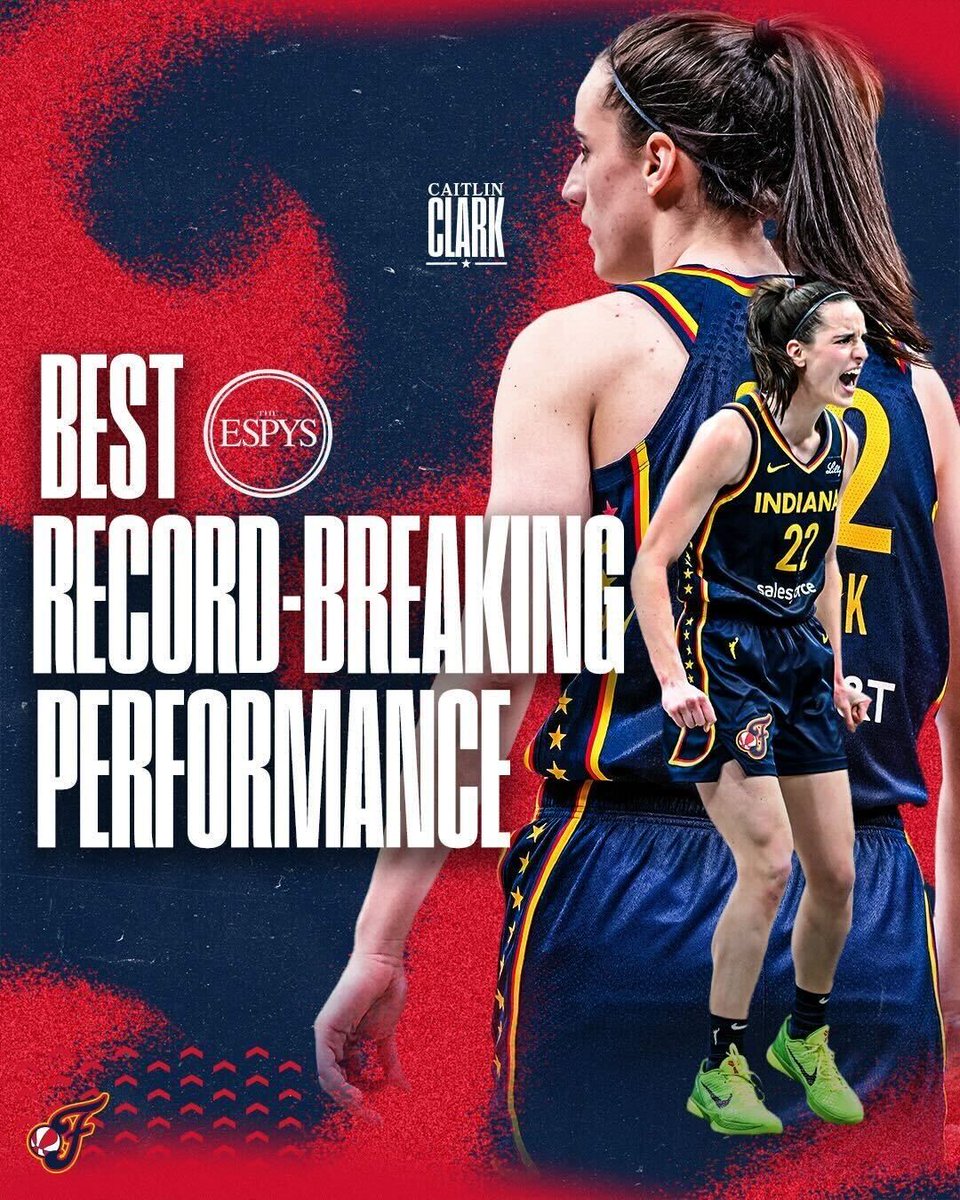 IndianaFever's tweet photo. Best Record-Breaking Performace 😮‍💨

congratulations to Caitlin Clark on her ESPY for becoming the NCAA All-Time Scoring Leader, passing Pete Maravich. https://t.co/MLJYDEyIK0