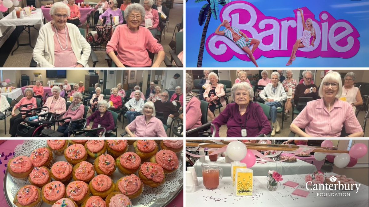 CanterburyYEG's tweet image. Barbie Movie Night Joy! 💖
Our activity room was a Barbie dream! Residents laughed, savoured pink cupcakes, and were enchanted by Ryan Gosling. 🌸🎀
#BarbieMovieNight #LifeInCanterbury #SeniorFun #CommunityEvents #PinkParty #CanterburyFoundation #JoyfulMoments #SeniorLiving