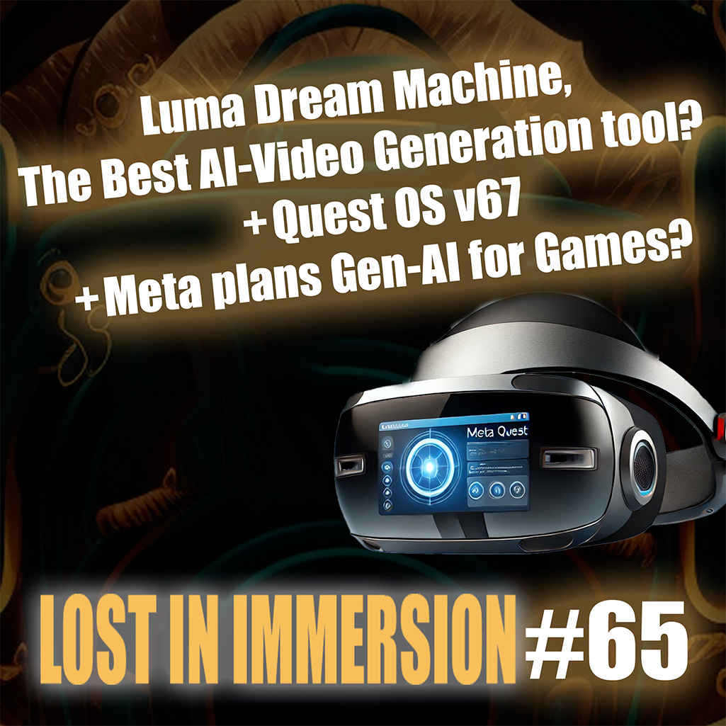 Lost In Immersion Ep. #65
🥽 Meta Quest OS v67
🎥 Luma Dream Machine
🌐 Meta Generative AI for Horizon
🔮 Progress in Gaussian Splatting &amp; NERF
🎨 Meta's text-to-3D Gen AI
👉 bit.ly/3zAUfmR #QuestOS #DreamMachine #GaussianSplat #Horizon