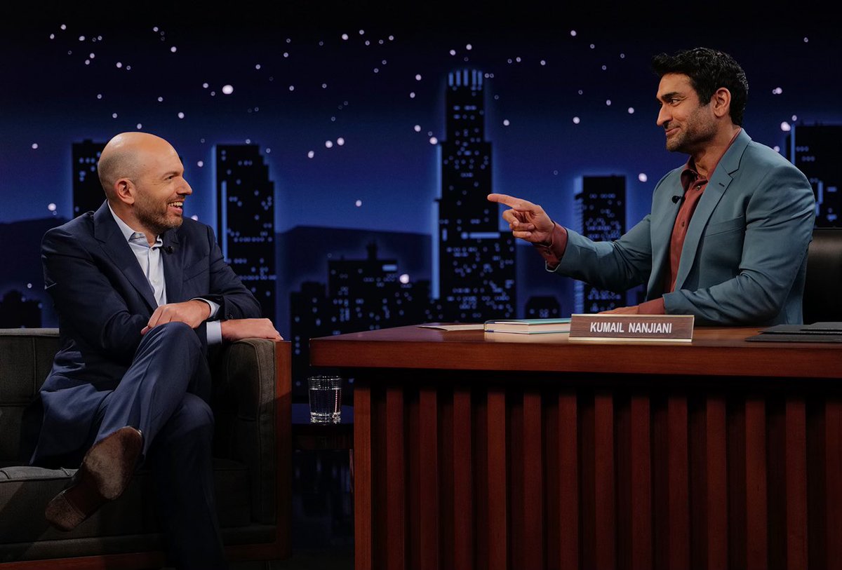 Kumail Nanjiani (@kumailn) on Twitter photo I get to live my lifelong dream of being a late night talk show host tonight. I’m guest hosting <a href="/JimmyKimmelLive/">Jimmy Kimmel Live</a> tonight with my friends <a href="/NikkiGlaser/">Nikki Glaser</a> & @PaulScheer and music from @MonLaferte! 11:35|10:35c on <a href="/ABC/">ABC News</a>. Come watch me try to not cry from joy the entire time I get to live my lifelong dream of being a late night talk show host tonight. I’m guest hosting <a href="/JimmyKimmelLive/">Jimmy Kimmel Live</a> tonight with my friends <a href="/NikkiGlaser/">Nikki Glaser</a> & @PaulScheer and music from @MonLaferte! 11:35|10:35c on <a href="/ABC/">ABC News</a>. Come watch me try to not cry from joy the entire time