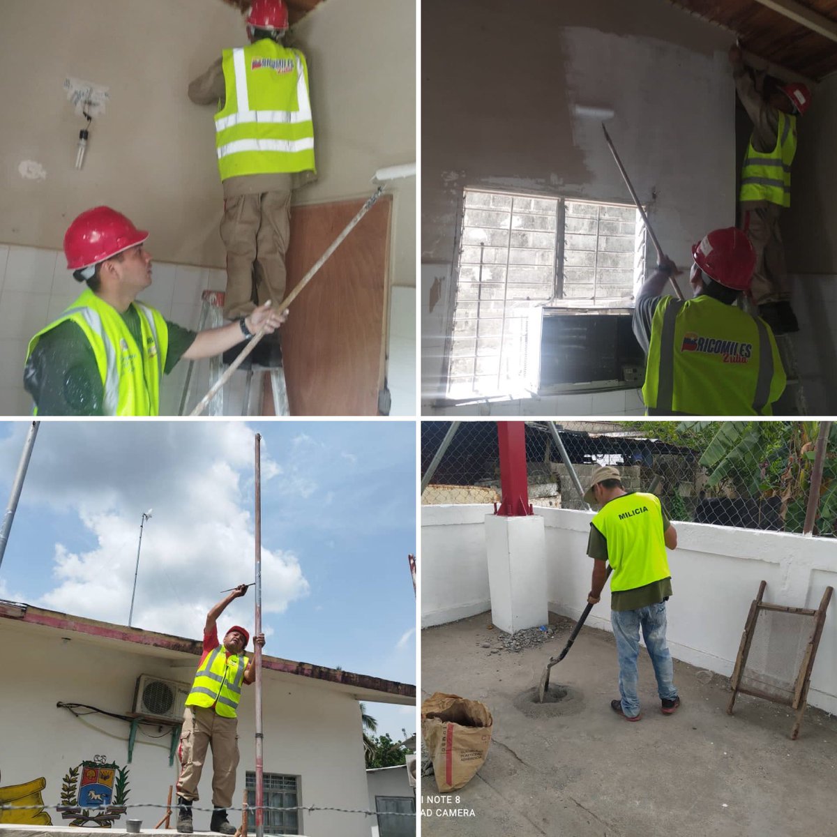 Y mientras los sembradores de cenizas siembran el odio en la oscuridad, la #FANB y el pueblo se autodeterminan y desarrollan trabajos comunitarios, coadyuvando con su esfuerzo a la rehabilitación de las estructuras de educación y salud ! 
#BricomilesEnAcción !

#IntegrarEsVencer