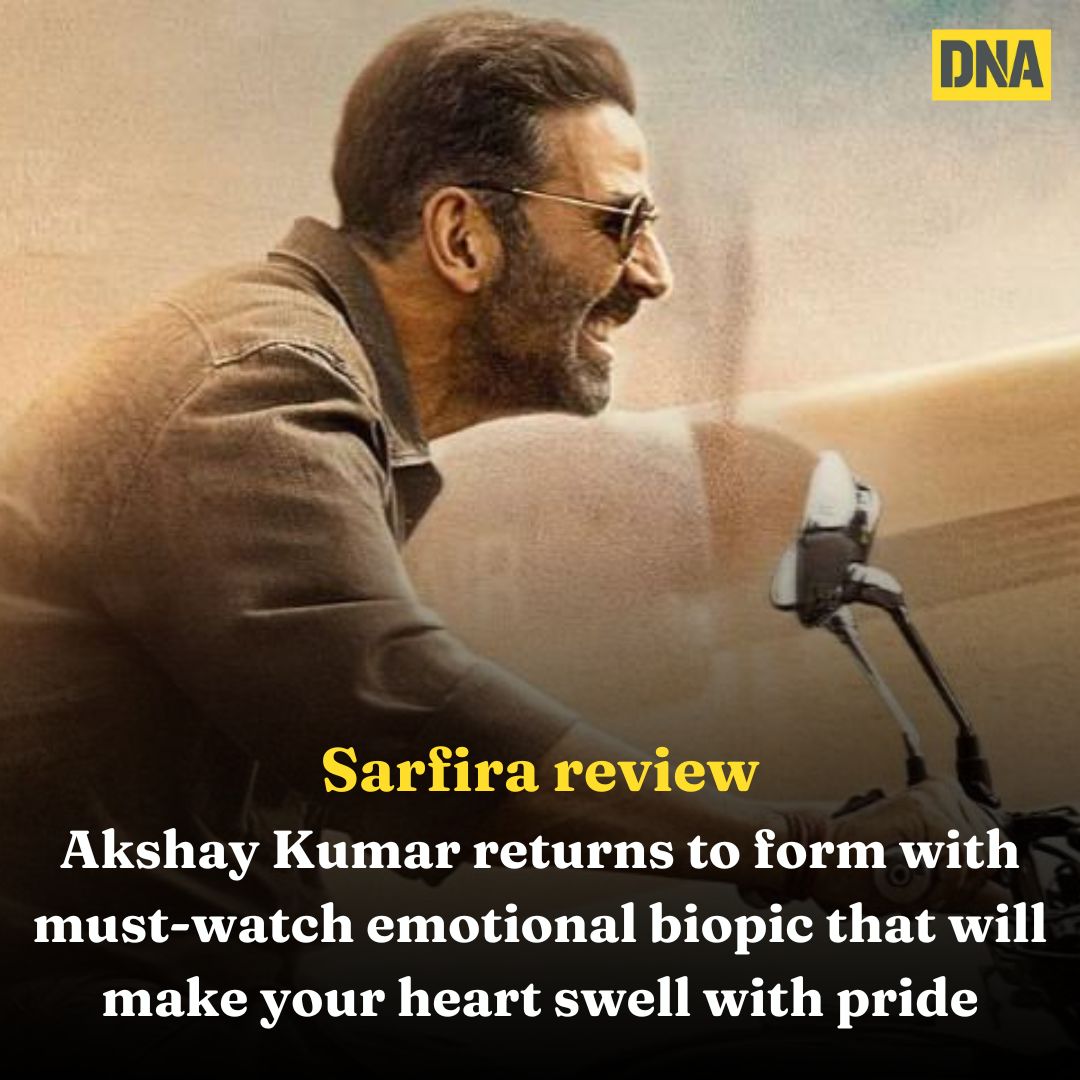 #AkshayKumar's #Sarfira will leave you teary-eyed and inspired as it follows the rollercoaster journey of #VirMhatre

Read Here: dnaindia.com/bollywood/repo…

Writes Manisha Chauhan (<a href="/ManishaChauhann/">Manisha Chauhan</a>)  

#SarfiraReview | <a href="/akshaykumar/">Akshay Kumar</a>