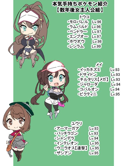 ポケモン数年後ハーレムヒロイン組の本気手持ちrkgk(女主人公編) 